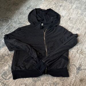 Wildfox Dark Gray Zip-Up Sweater